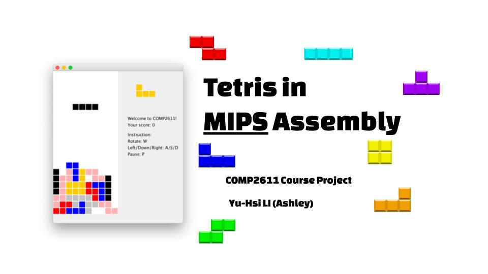 Tetris in MIPS Assembly